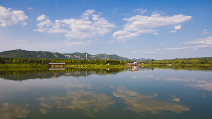 Obraz premium landscape with lake and clouds
