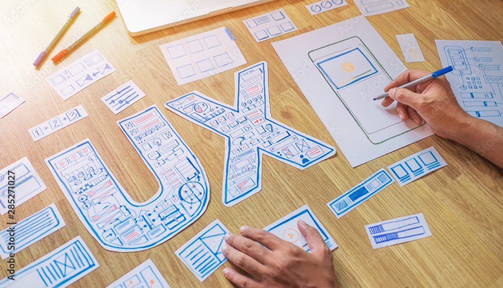 Poster ux designer creative prototype graphic planning application development for web mobile phone . user 