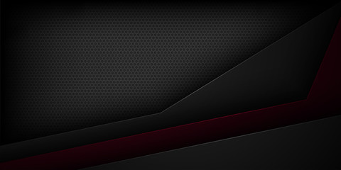 Black abstract vector background with overlapping characteristics.