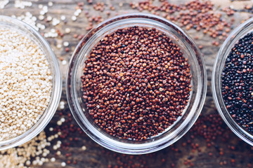 Black, red and white quinoa
