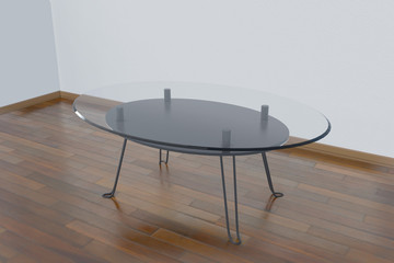 Glass table in a neat room (diagonal)