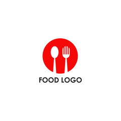 Food logo design with using fork and spoon icon