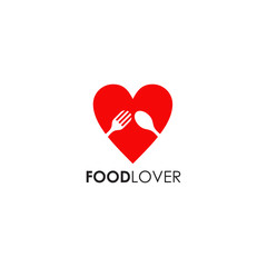 Food logo design with using fork and spoon icon