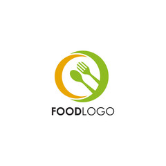 Food logo design with using fork and spoon icon