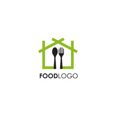 Food logo design with using fork and spoon icon