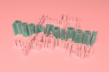 Peer-To-Peer, ICT, information technology keyword words cloud. For web page, graphic design, texture or background. 3D rendering.