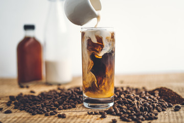 cold brew coffee In the glass And milk