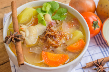chicken soup with vegetables (Tomato,Patoto,Onion and Carrot)