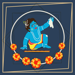 Vector illustration of a Background or Brochure for indian festival of Happy Janmashtami Celebration.