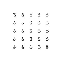 Set of drink, tea, cup, coffee outline style icon - vector