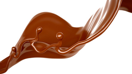 Splash of chocolate 3d illustration, 3d rendering.