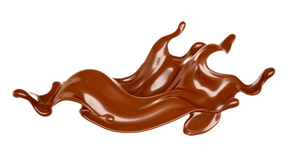 Splash of chocolate 3d illustration, 3d rendering.