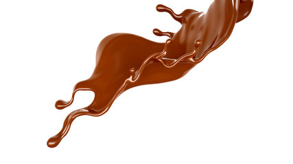 Splash of chocolate 3d illustration, 3d rendering.