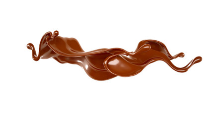 Splash of chocolate 3d illustration, 3d rendering.