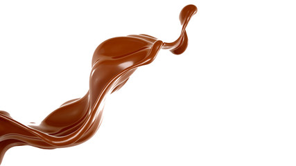 Splash of chocolate 3d illustration, 3d rendering.