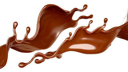 Splash of chocolate 3d illustration, 3d rendering.
