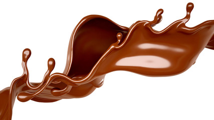Splash of chocolate 3d illustration, 3d rendering.