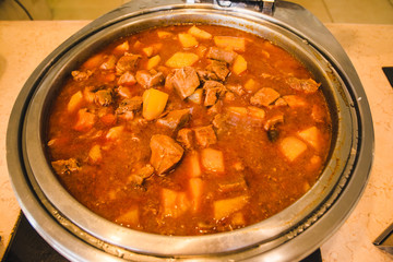 making a soup in a bowl