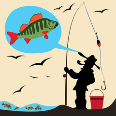 Beautiful Fish. Pattern Fishing. Beautiful summer hobby. Vector poster. EPS.