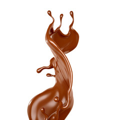 Splash of chocolate 3d illustration, 3d rendering.