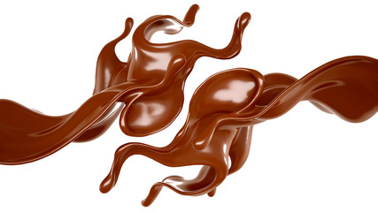 Splash of chocolate 3d illustration, 3d rendering.