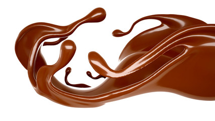 Splash of chocolate 3d illustration, 3d rendering.