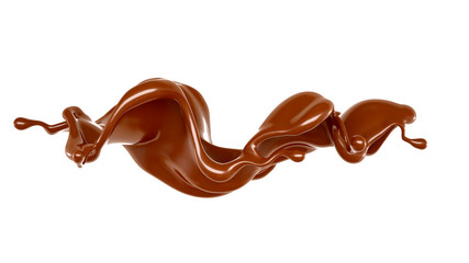 Splash of chocolate 3d illustration, 3d rendering.