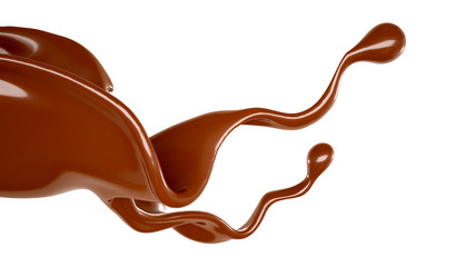 Splash of chocolate 3d illustration, 3d rendering.