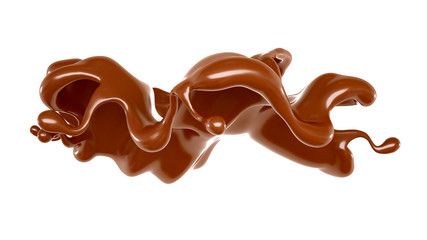Splash of chocolate 3d illustration, 3d rendering.