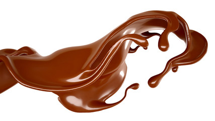 Splash of chocolate 3d illustration, 3d rendering.