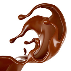 Splash of chocolate 3d illustration, 3d rendering.
