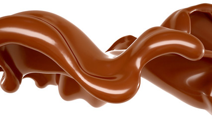 Splash of chocolate 3d illustration, 3d rendering.
