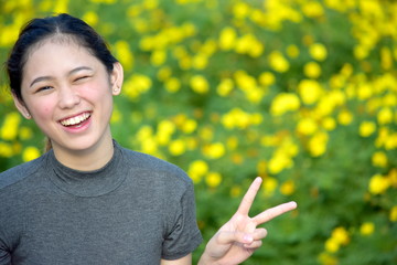 Female And Peace Sign