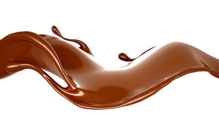 Splash of chocolate 3d illustration, 3d rendering.