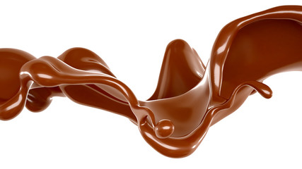 Splash of chocolate 3d illustration, 3d rendering.