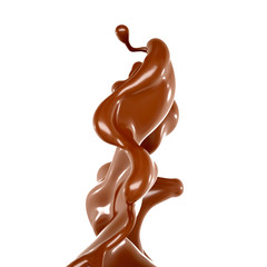 Splash of chocolate 3d illustration, 3d rendering.