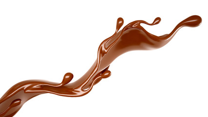 Splash of chocolate 3d illustration, 3d rendering.