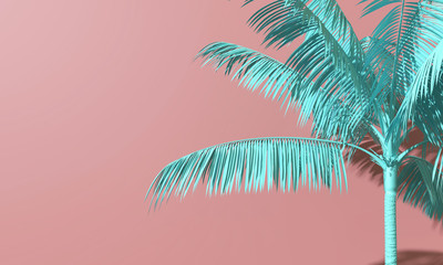 Fototapeta premium Bright summer colourful palm tree tropical background. 3D Rendering