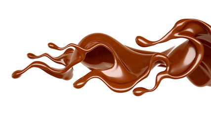 Splash of chocolate 3d illustration, 3d rendering.