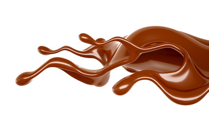 Splash of chocolate 3d illustration, 3d rendering.