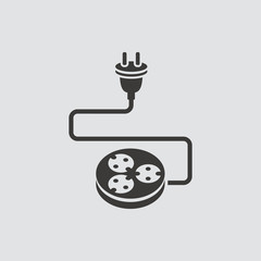 Extension cord icon isolated of flat style. Vector illustration.