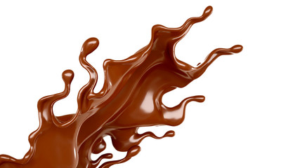 Splash of chocolate 3d illustration, 3d rendering.