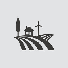 Farm house icon isolated of flat style. Vector illustration.