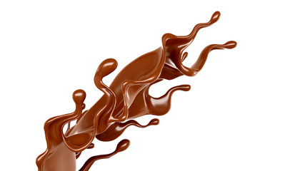 Splash of chocolate 3d illustration, 3d rendering.