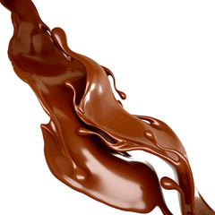 Splash of chocolate 3d illustration, 3d rendering.