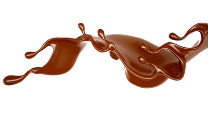 Splash of chocolate 3d illustration, 3d rendering.