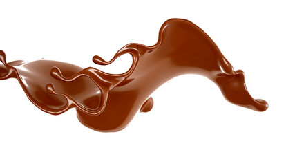 Splash of chocolate 3d illustration, 3d rendering.