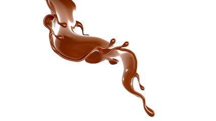 Splash of chocolate 3d illustration, 3d rendering.