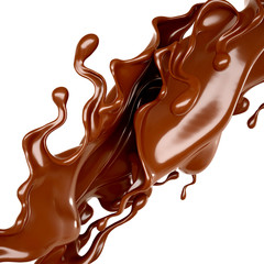 Splash of chocolate 3d illustration, 3d rendering.