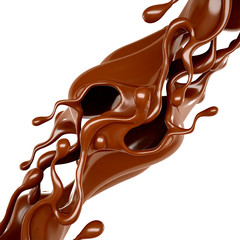 Splash of chocolate 3d illustration, 3d rendering.